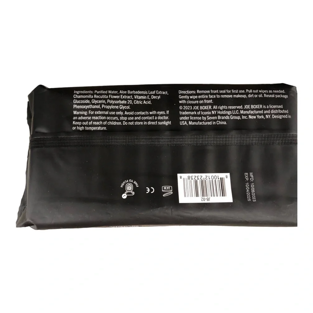 Joe Boxer 48 flushable pre-moistened‎ vitamin E & Aloe infused wipes new